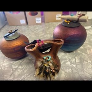 Beautiful handmade raku pot set